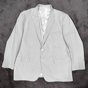 Eagle Shirtmakers Mens Seersucker Blazer 50R Green White Striped Sport Coat 50 R